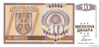 Bosnia and Herzegovina 10,000,000 Dinara, 1993 P-149 obverse